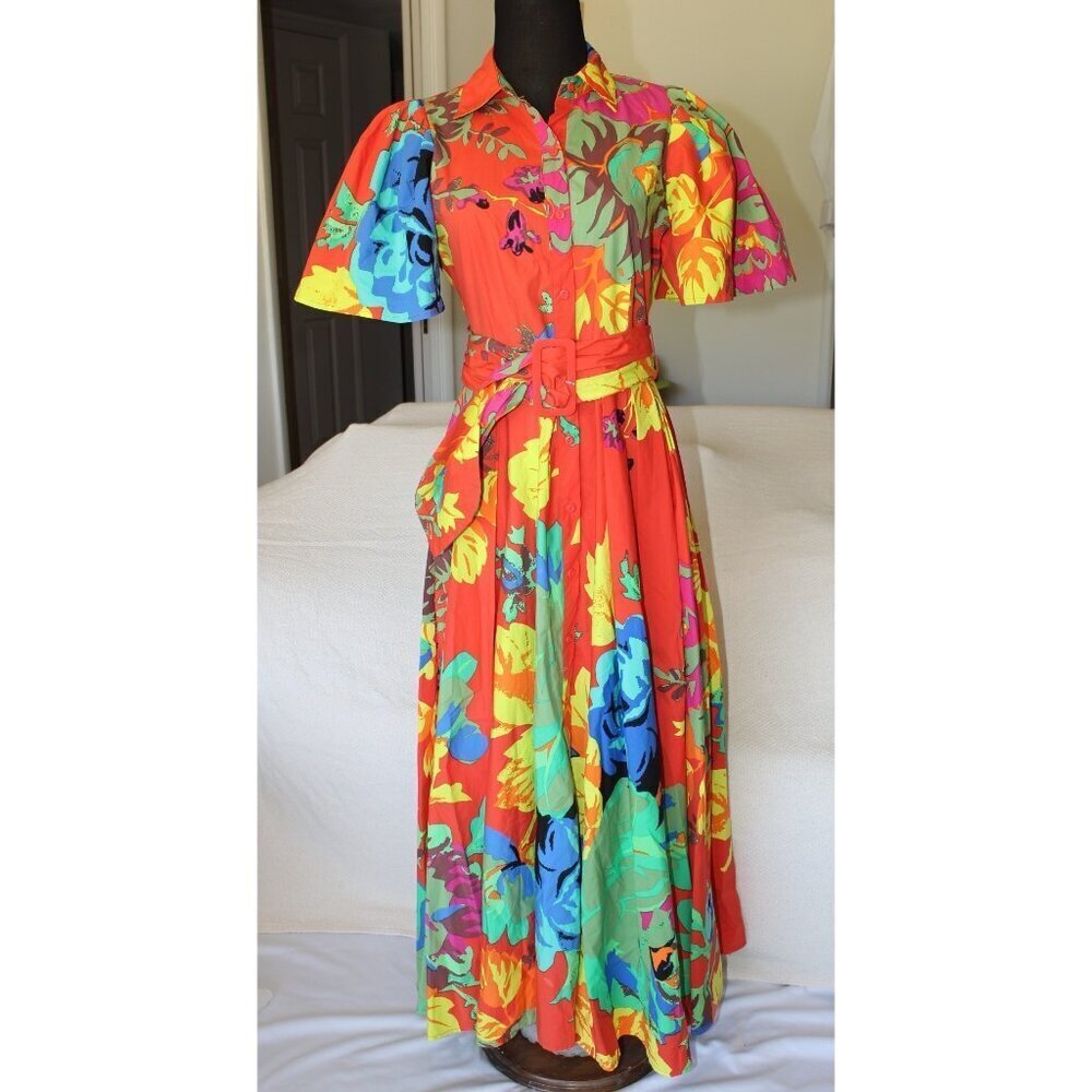 Christopher John Rogers X Target Floral Maxi Shirt Dress 4 Puff Sleeves - Picture 5 of 12